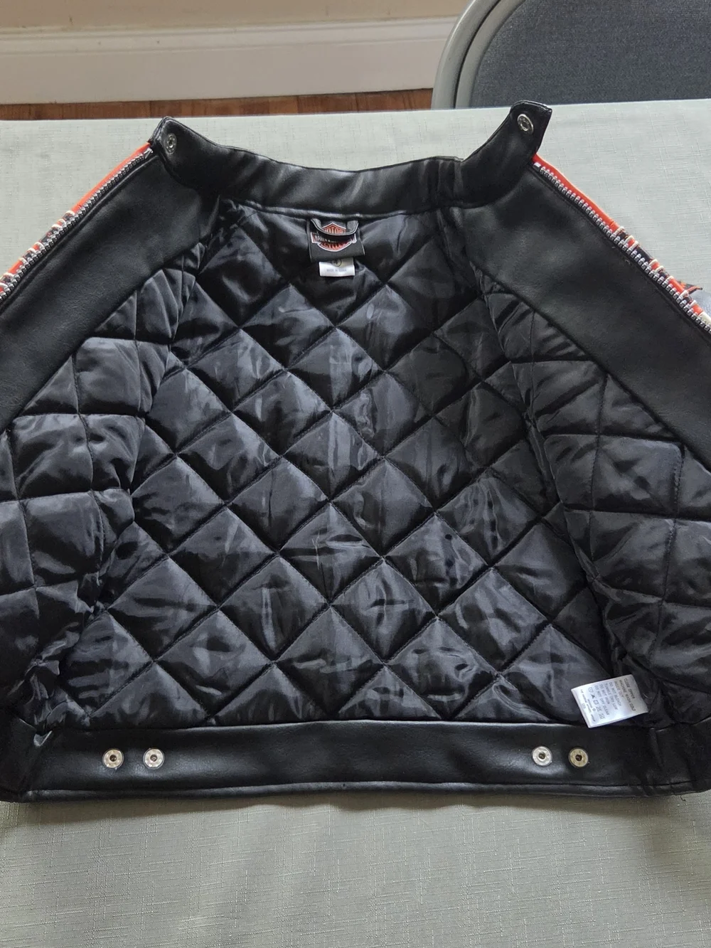 Harley-Davidson Kids Faux Leather Racing Jacket | Black Orange Motorcycle Coat |